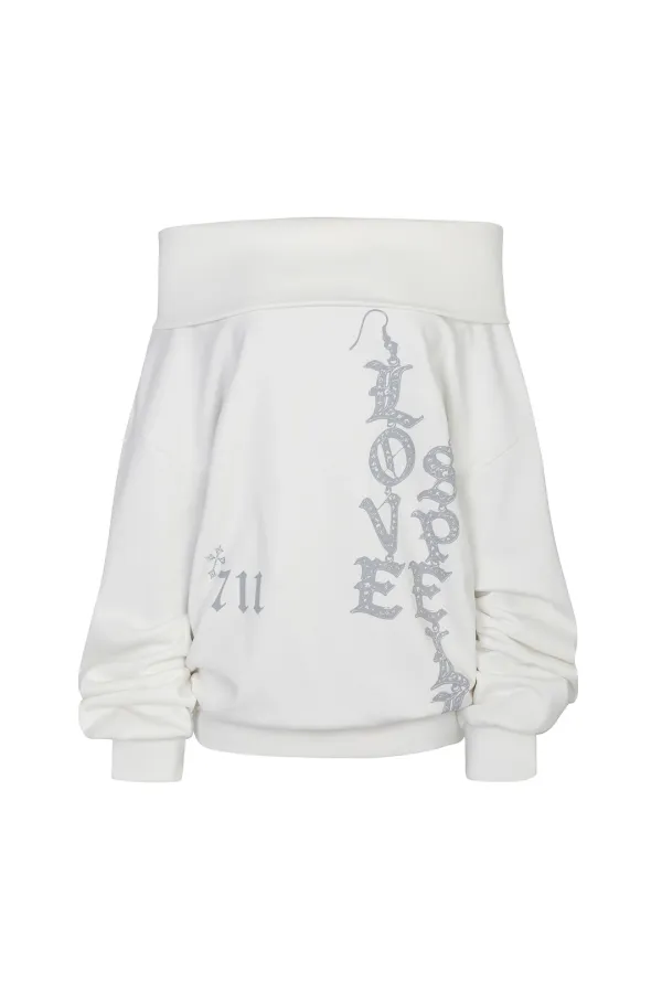 SPELL OFF-SHOULDER SWEATSHIRT white