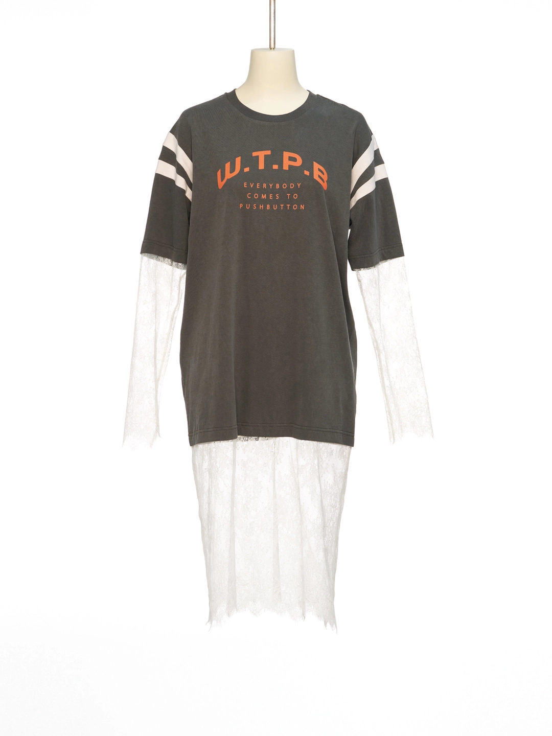 푸쉬버튼 PS26 GRAY LAYERED LACE SLEEVE TEE 상품 이미지 1