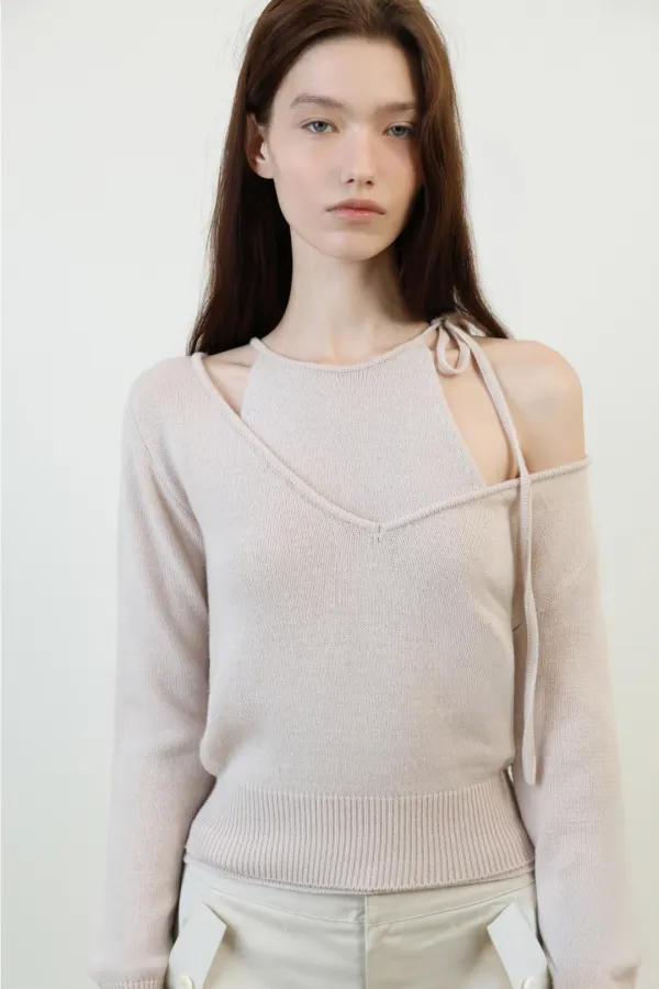 Ray Deep V Knit(Lavender Pink)