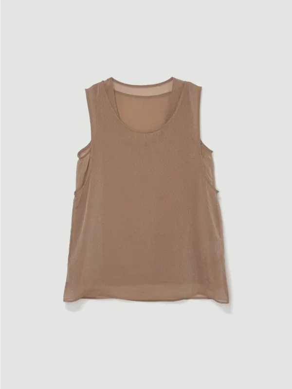 Layered sleeveless blouse (시나몬핑크)