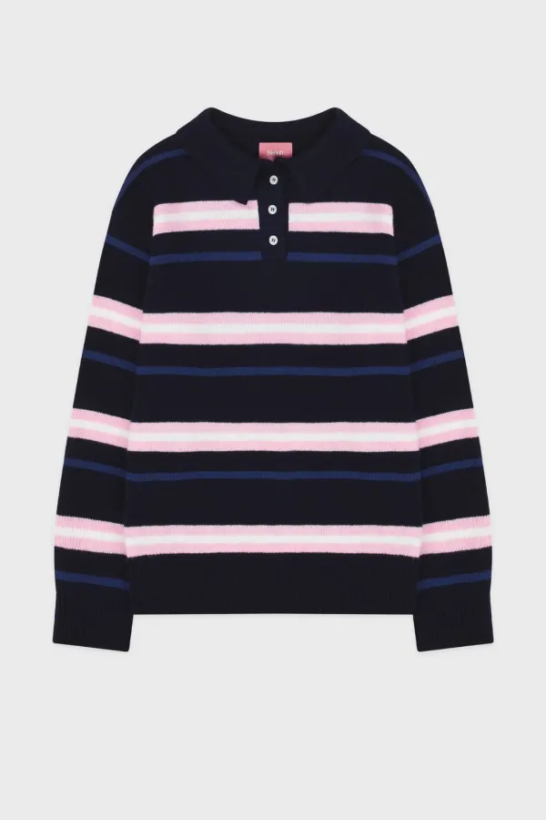 Sinoon Striped Polo Knit (Navy)