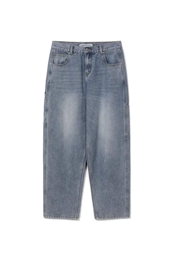 WIDE CARPENTER DENIM PANTS, BLUE