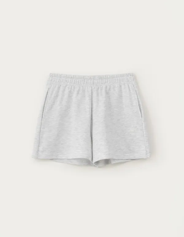 7.30 출고 Back Wave Logo Sweat Shorts - White Melange