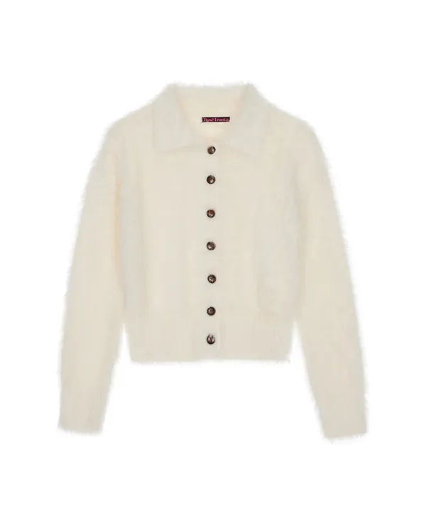 Fur Collar Button Cardigan [Ivory]