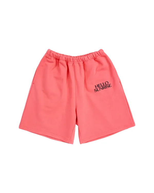 Volume Typo Half Sweatpants_Coral Pink