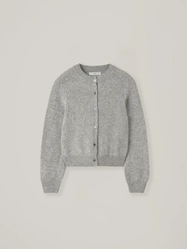 Alpaca round cardigan - Light gray