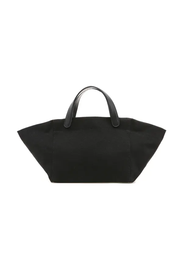 Leather-handle Cabas Bag, Black