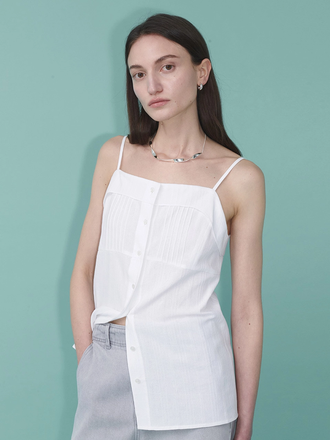 루에브르 Jacquard Cotton Sleeveless Blouse SW5MB225_3color 상품 이미지 2