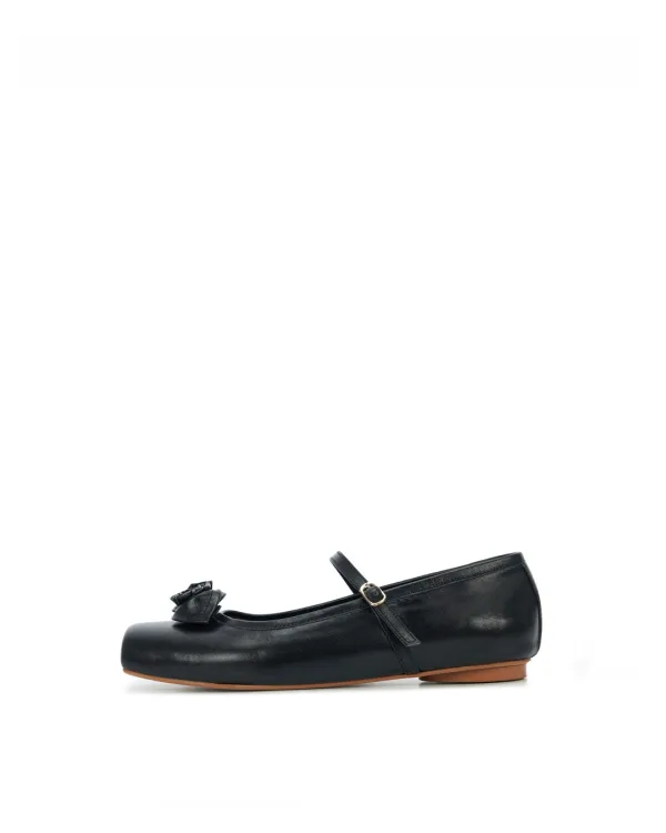 SIA Rose Ballerina Flats - BLACK