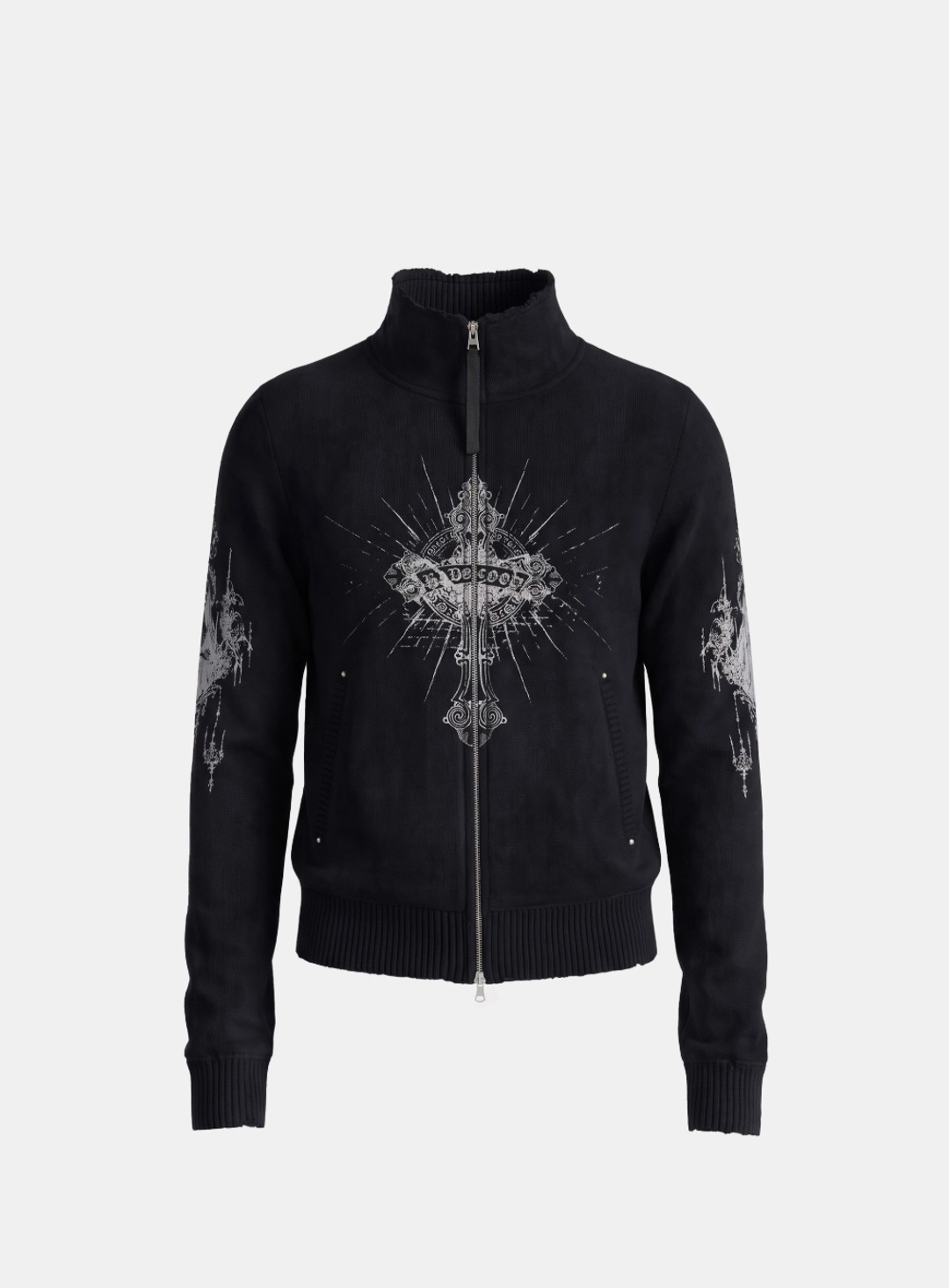 배드블러드 [10/7 발송] [w-jkt26-072] T.M.V. SAINT DOMINIC Full-Zip 니트 트랙 탑 - 블랙 상품 이미지 1