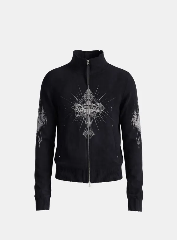 [10/7 발송] [w-jkt26-072] T.M.V. SAINT DOMINIC Full-Zip 니트 트랙 탑 - 블랙