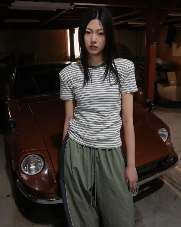 [공식몰 단독] stripe padded ringer t-shirt