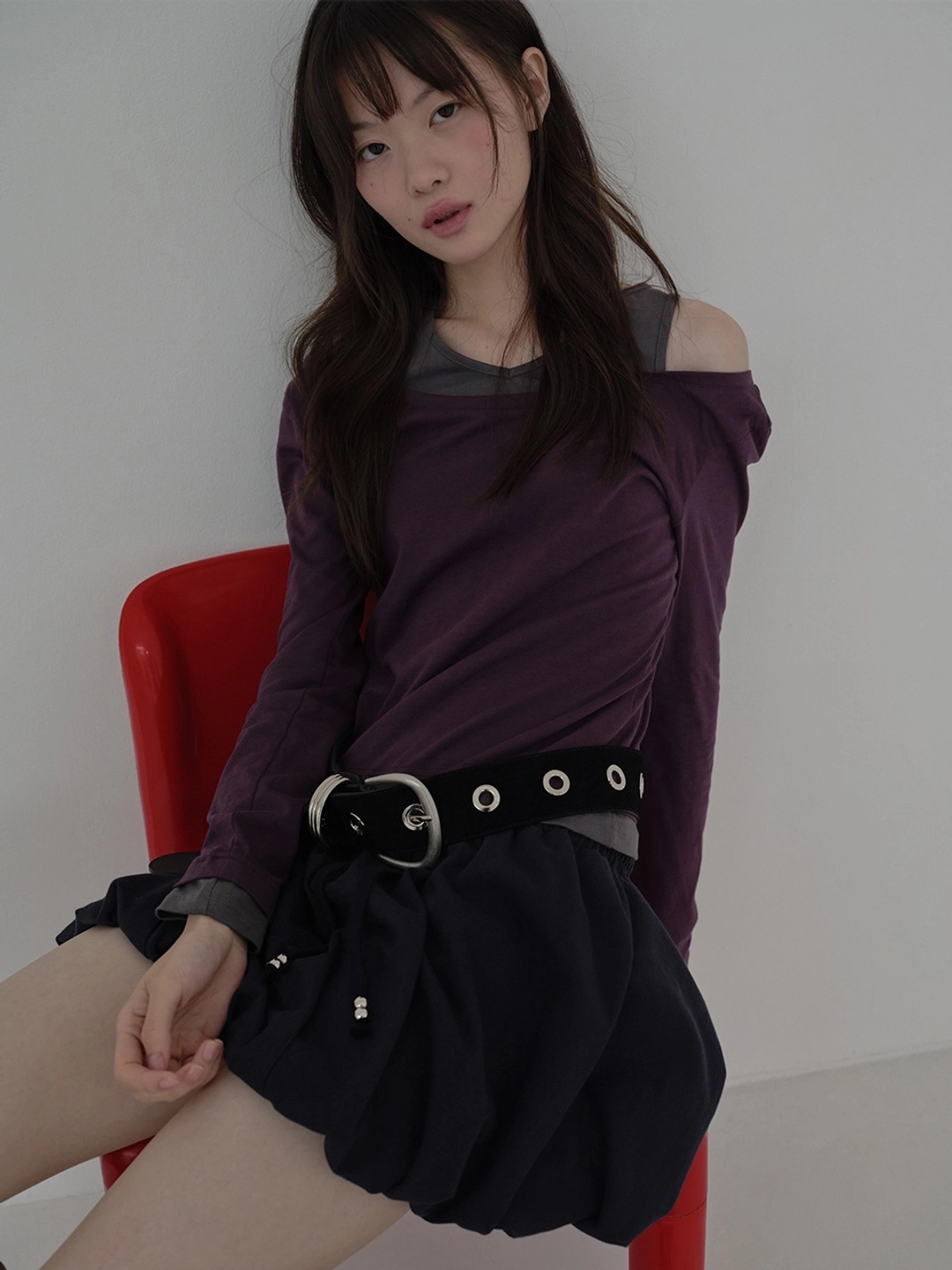 마가린핑거스 LAYERED CUTOUT T-SHIRT (PURPLE) 상품 이미지 2