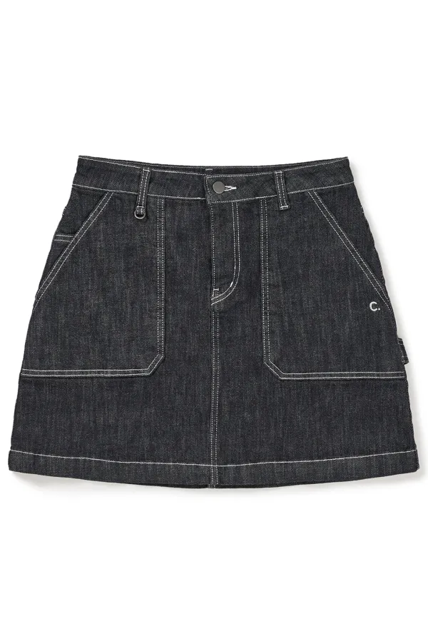 [24FW clove] Denim Skirt (Dark Indigo)