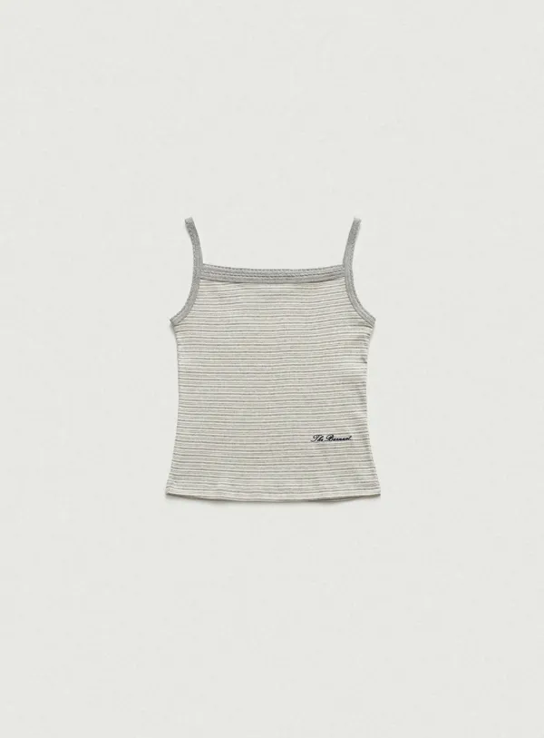Corel Stripe Sleeveless Top_Grey