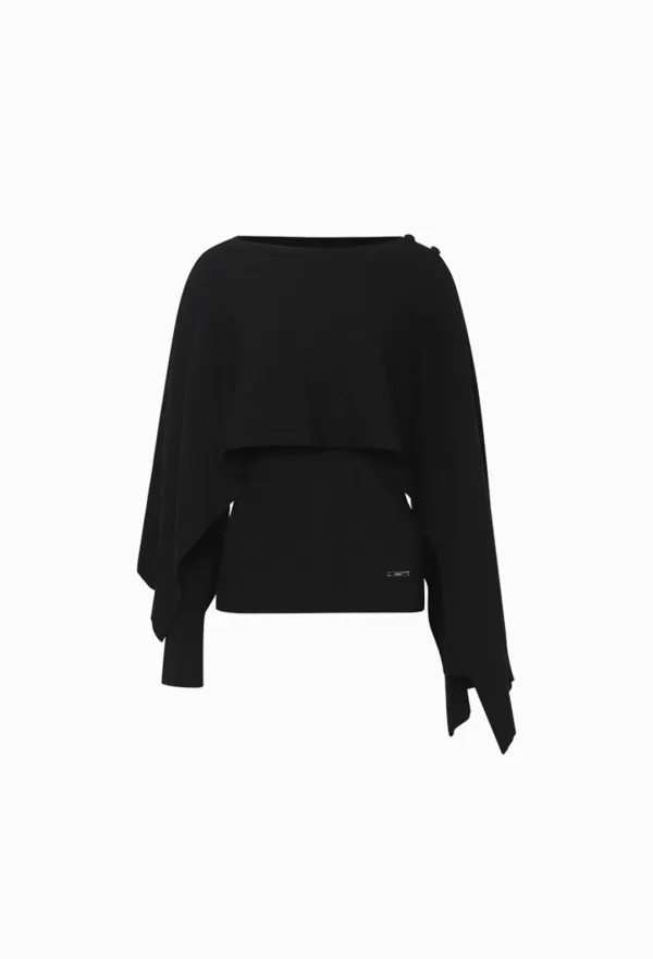 Lila Cape Knit Top (Black)