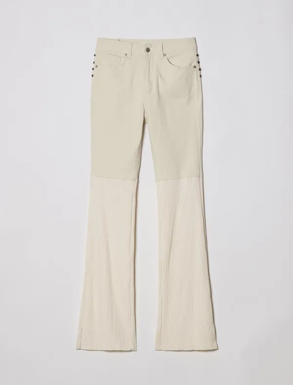 CONTRAST PANEL JEANS [IVORY]
