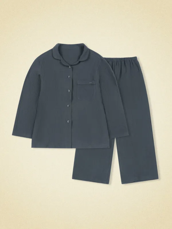 snug pajama set - charcoal navy