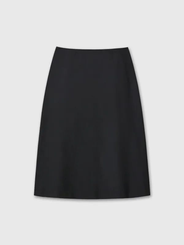 (W) WOOL MIDI SKIRT_ BLACK