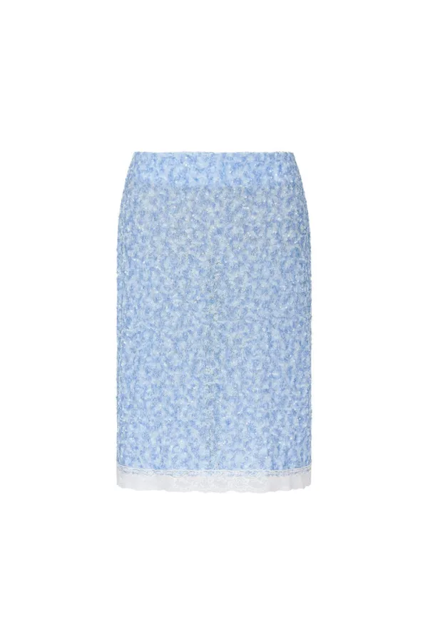 LACE POINT SPARKLE MIDI SKIRT (LIGHT BLUE)