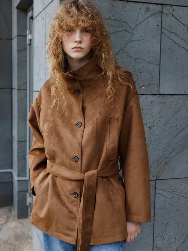 Low waisted suede high-jacket [KNFW07JK02]_Brown