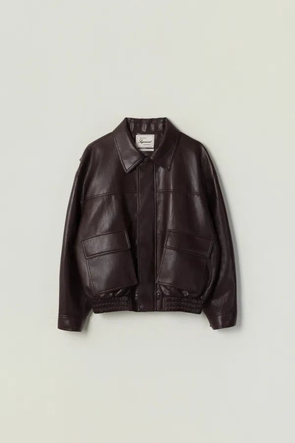SEAN LEATHER BLOUSON JACKET_BURGUNDY BROWN