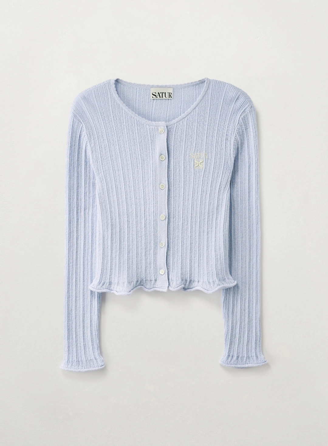 세터 (W) Sheer Long Sleeve Crop Cardigan - Sky Blue 상품 이미지 1