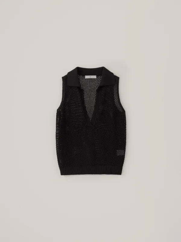 Skashi Deep V-Neck Sleeveless Knit - Black