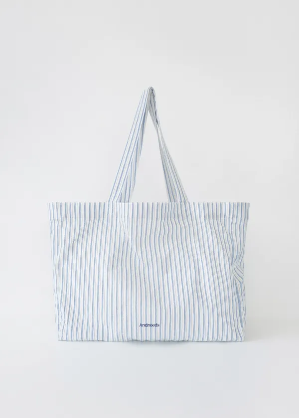 Crema stripe big bag (blue)