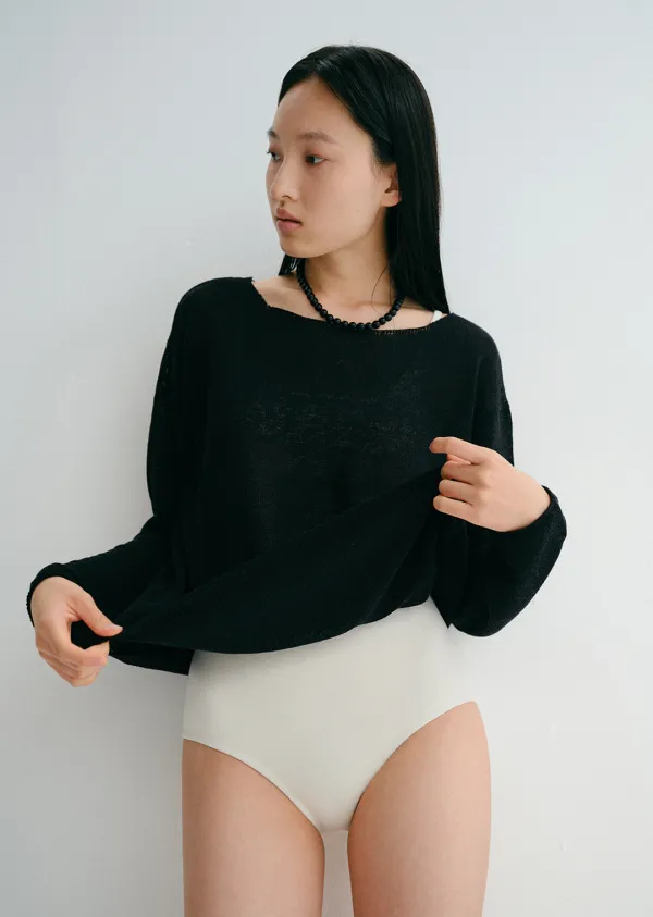 linen loose knit (black)