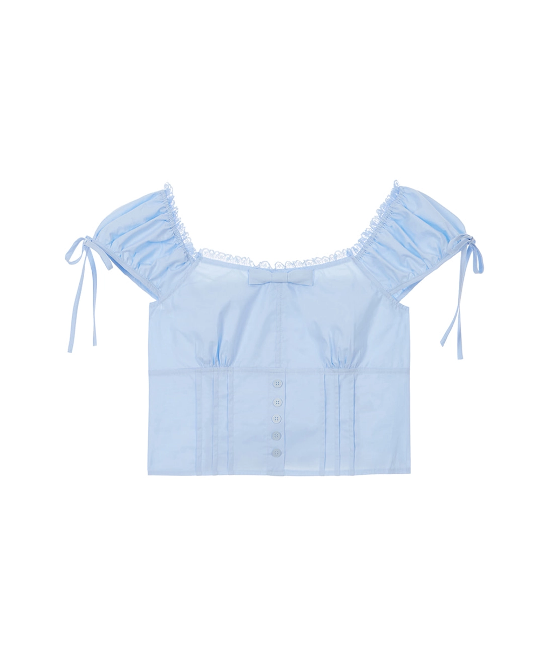 로제프란츠 Ribbon Pintuck Crop Blouse [Sky Blue] 상품 이미지 3
