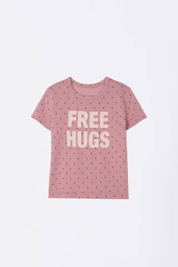 Free Hugs Tee Peach