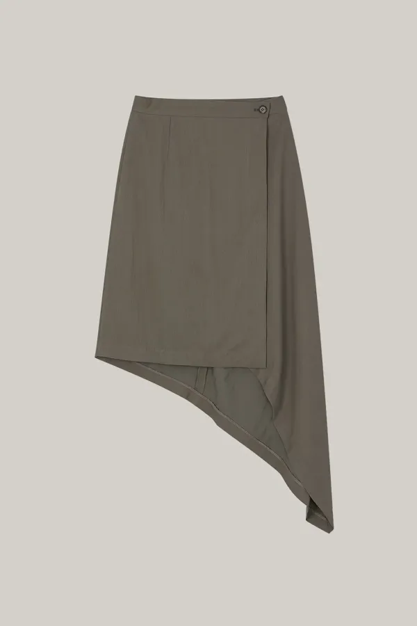 Asymmetric Wrap Skirt (ash brown)