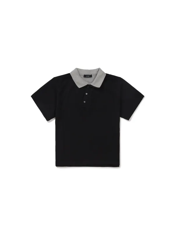 DOUBLE-COLLAR POLO TOP (BLACK)