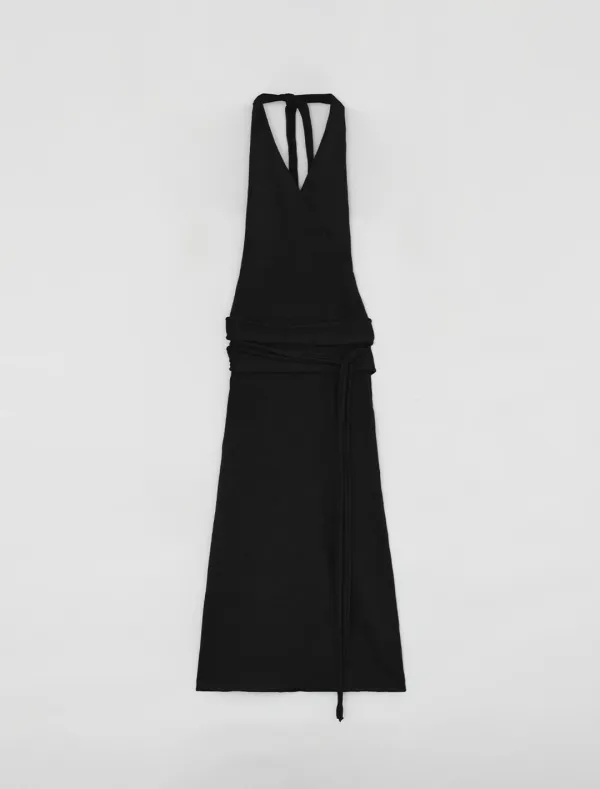 [2nd REORDER] SLEEVELESS WRAP KNIT DRESS [BLACK]