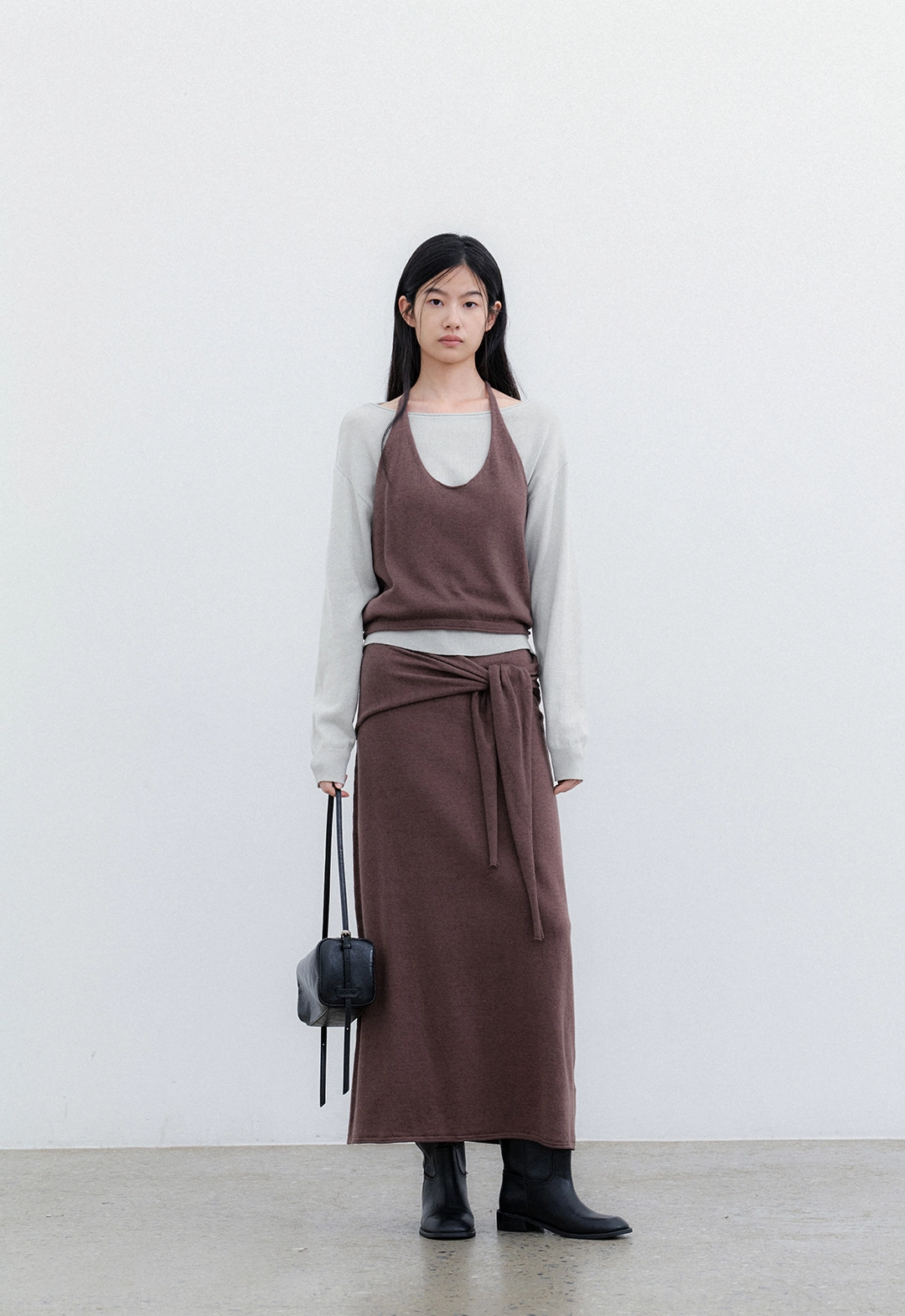 아뜰리에 나인 (SK-5130)WAIST TIED MAXI KNIT SKIRT SET UP 상품 이미지 3