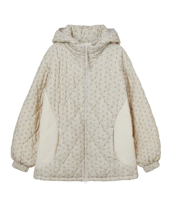 FLOWER QUILTED JACKET [LIGHT GREY]