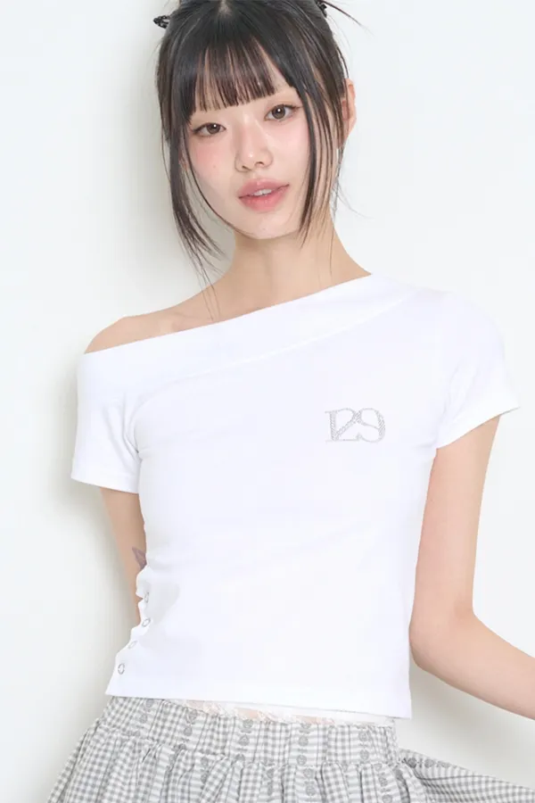 129 원숄더 핫픽스 탑 화이트