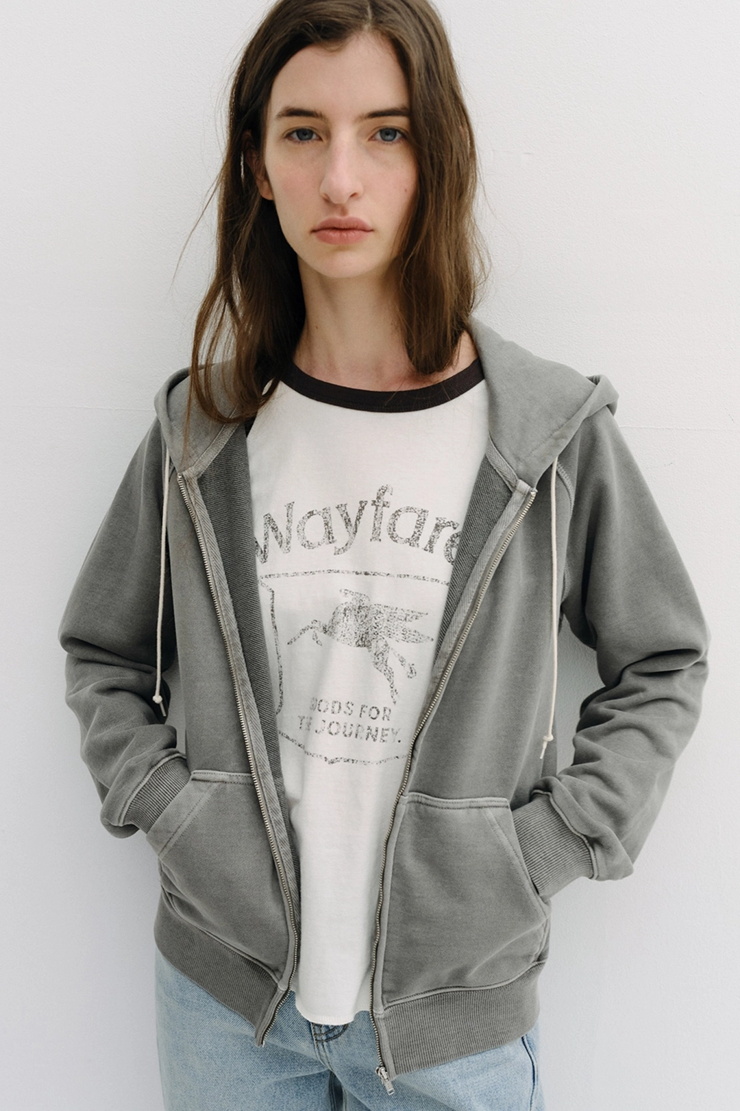 블랭크공삼 garment pigment-dyed hooded zip-up (vintage grey) 상품 이미지 2