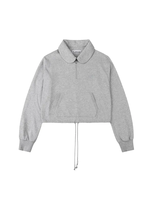 ROUND COLLAR STRING TOP [HEATHER GREY]