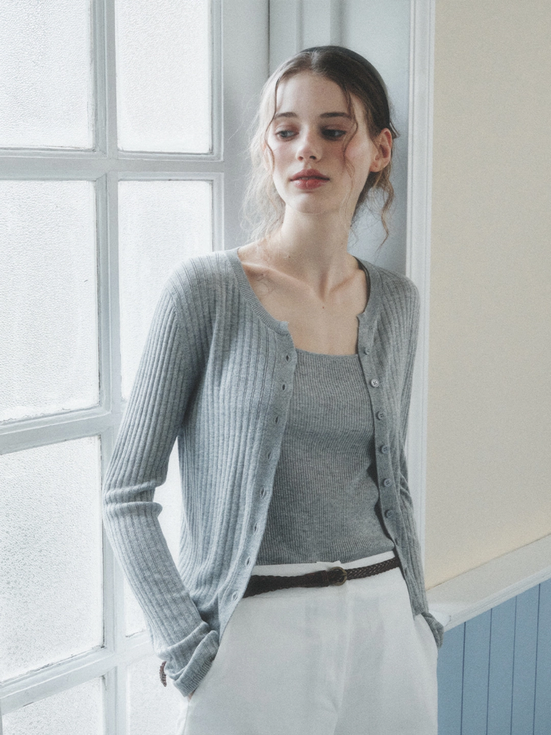 르니나 [7차 리오더] VERA metal knit sleeveless cardigan SET_gray 상품 이미지 2