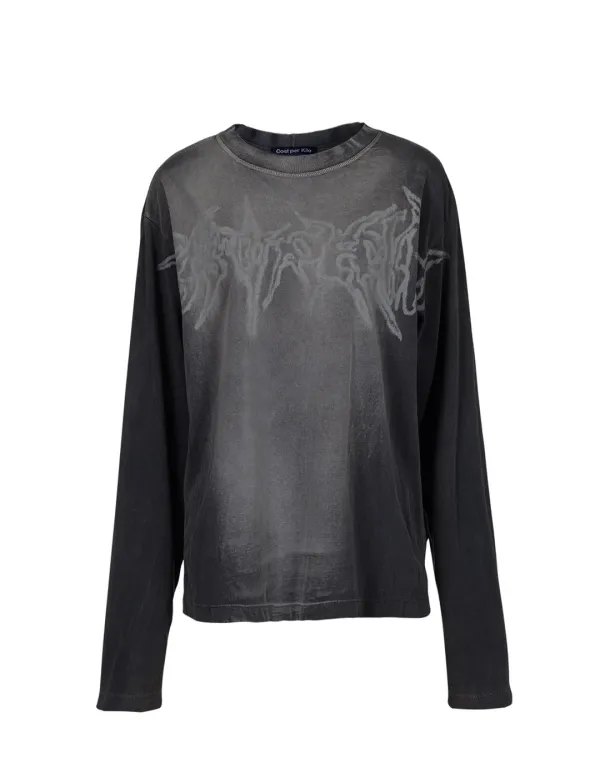 DIRTY BLEACHED GRAFFITI L/S TEE_BLACK