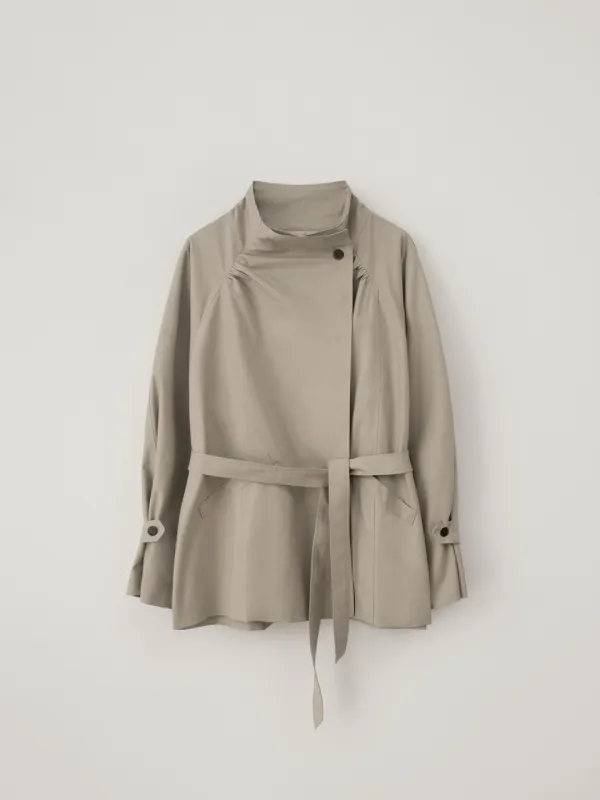 [5th-reorder] Gathered raglan half trench (light beige)