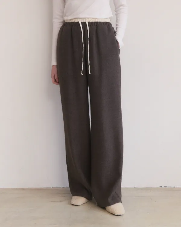 Banding string layered slacks - brown