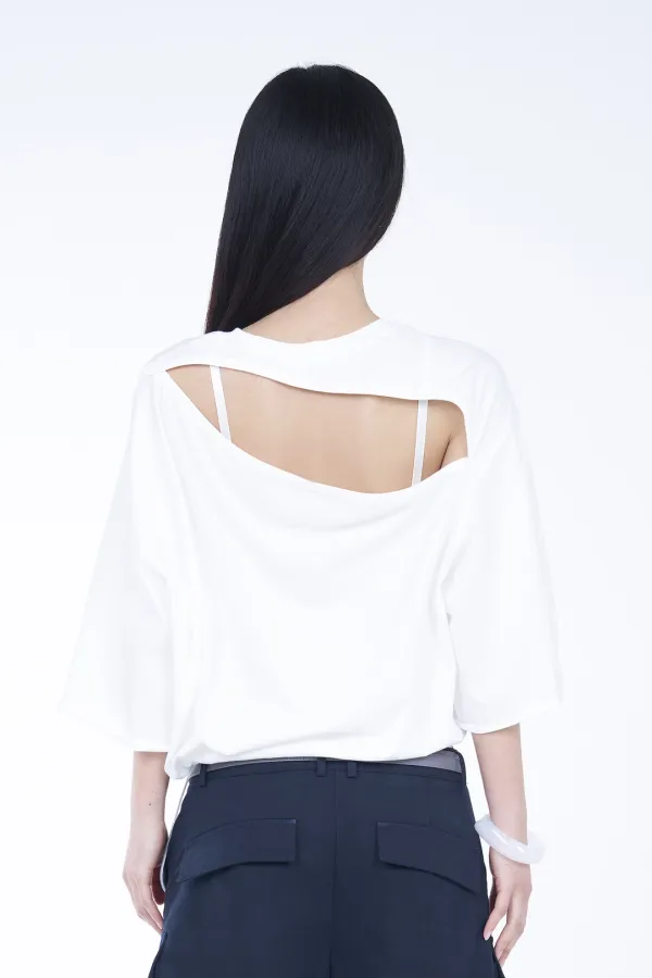 BACK CUT-OUT T-SHIRT - WHITE