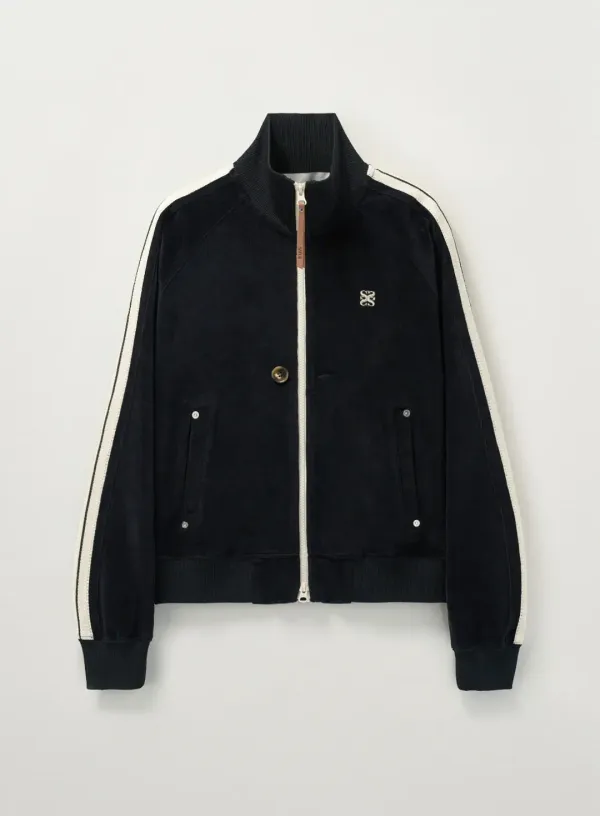 (W) Lawton Velour Track Zip-up Jacket - Black