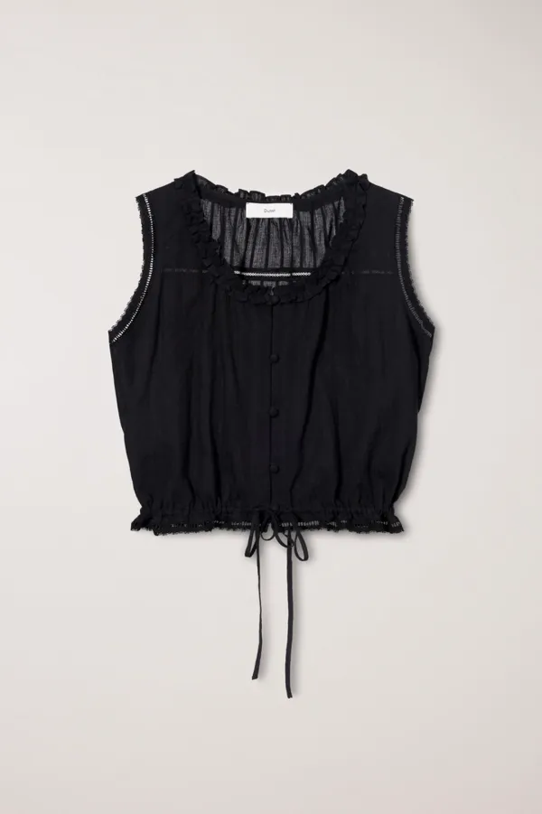 FRILL SLEEVELESS BLOUSE BLACK_UDBL6B226BK