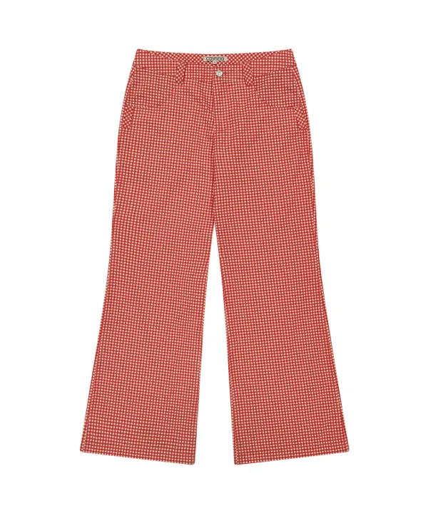 COYSEIO X BLYTHE CHECK BOOT CUT PANTS RED