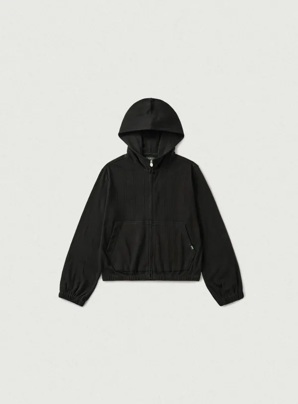 Ivel Eyelet Zip-Up Hoodie_Black