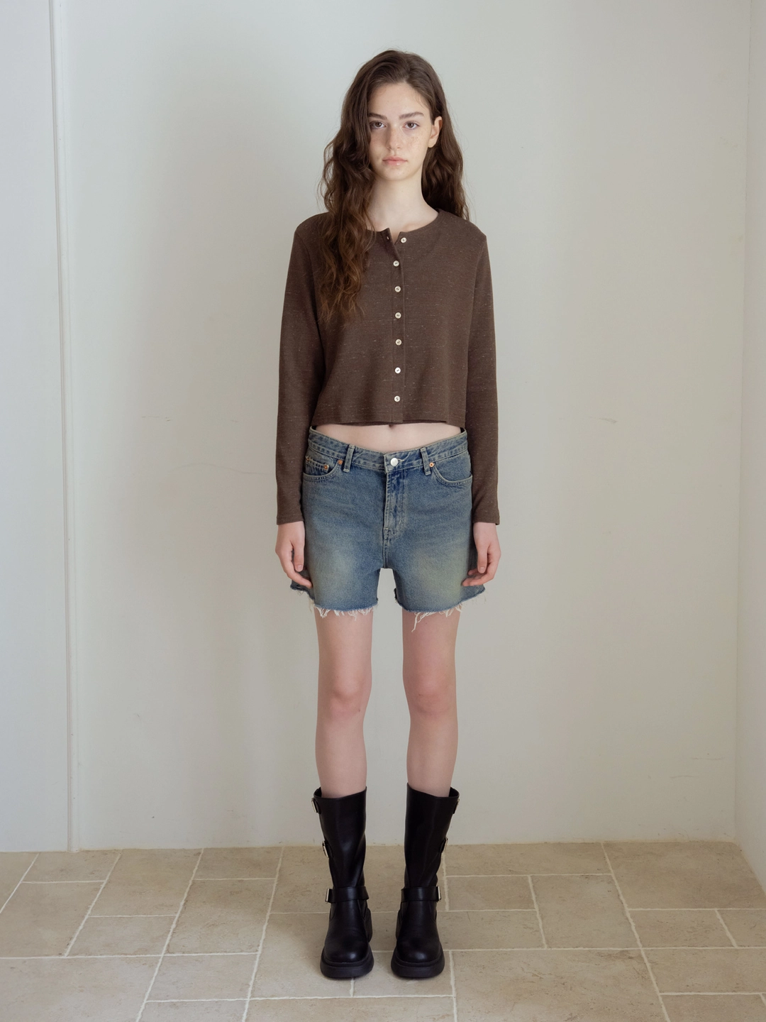 헤더먼트 (set) cosmic waffle cardigan (brown) 상품 이미지 1
